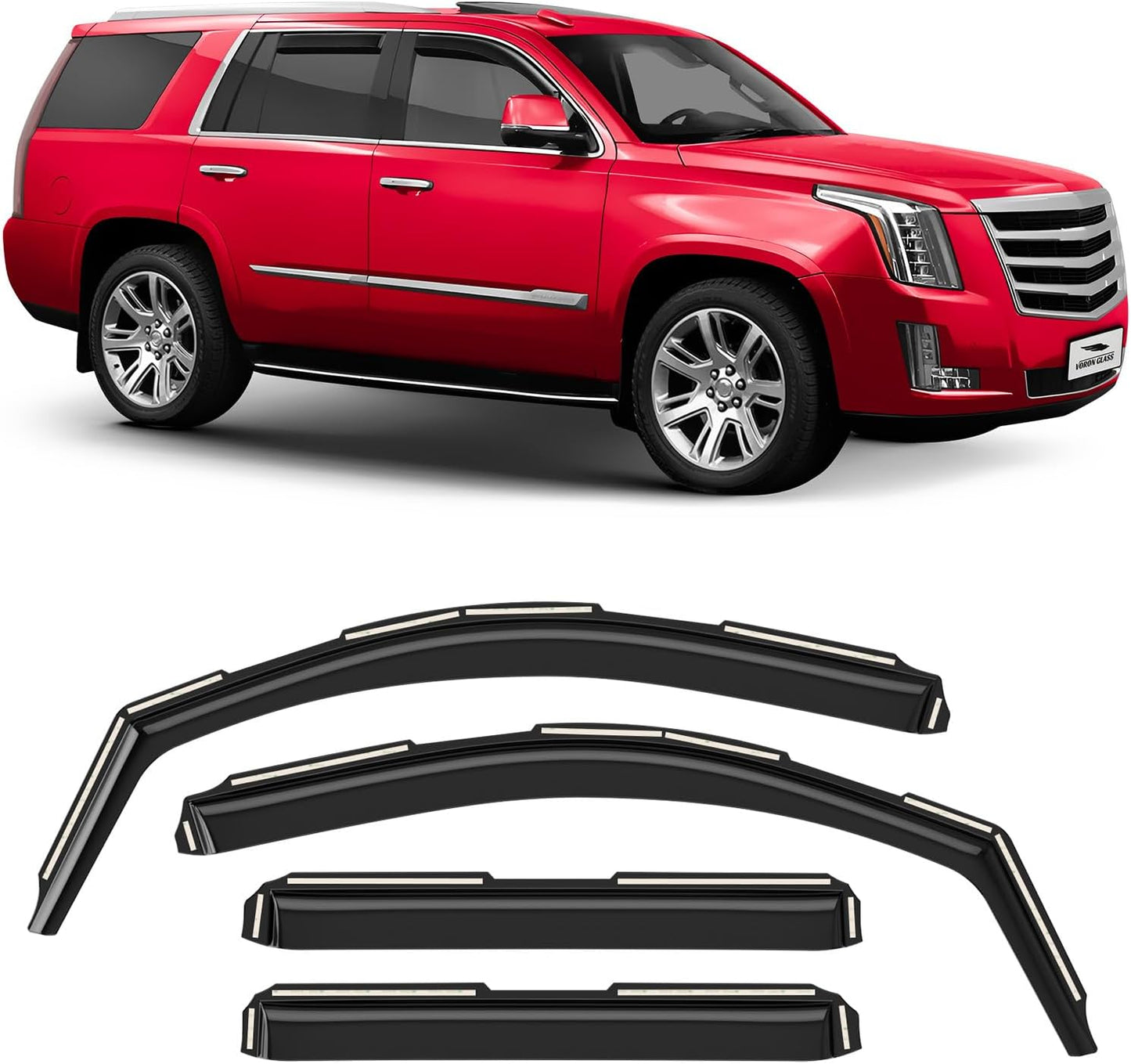 Voron Glass in-Channel Extra Durable Rain Guards for Toyota Sequoia 2023-2025, Window Deflectors, Vent Window Visors, 4 Pieces - 200556