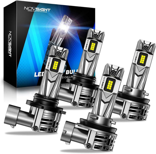 NOVSIGHT H11 9005 Fog Light Bulbs - 80000LM 6500K Cool White, 1:1 Design Easy Installation, Non-Polarity Plug-and-Play, Pack of 4
