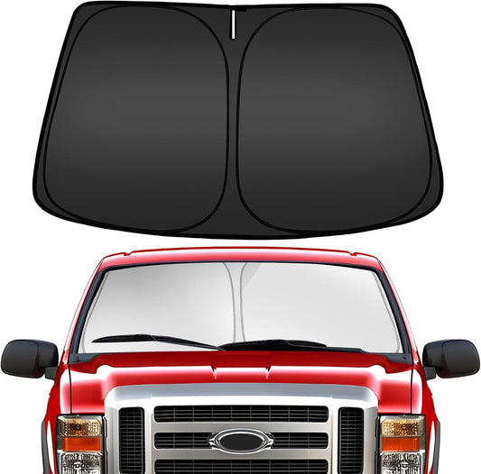ARISMOTOR Windshield Sun Shade for Ford Super Duty F250 F350 F450 F550 2017-2025, Custom Fit Foldable Front Window Sunshade Sun Visor Protector, Block UV Rays Keep Your Car Cooler