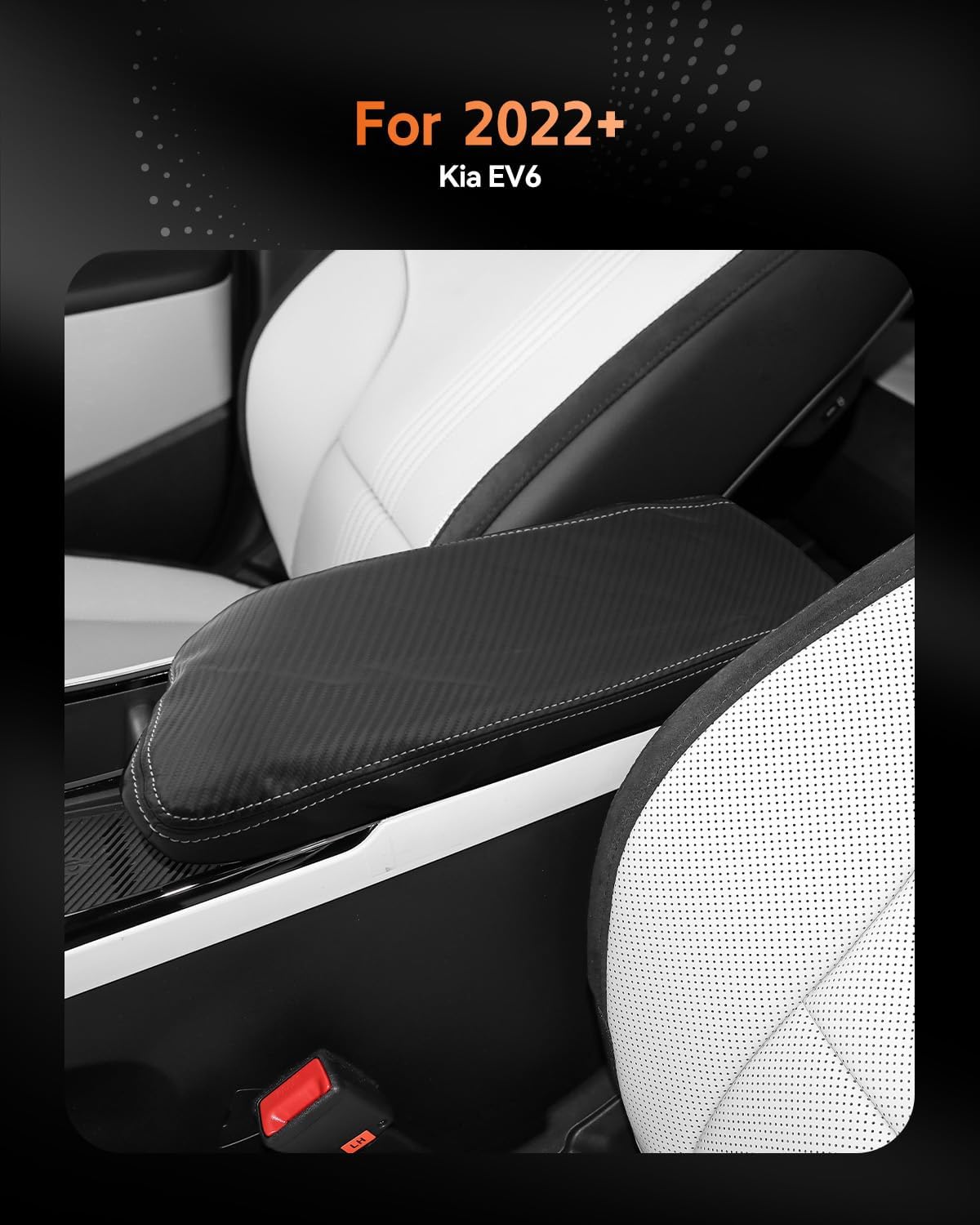 CDEFG for Kia EV6 2022-2025 Center Console Cover Armrest Box Cover for EV6 (Light, Light Long Range, Wind, GT-Line, GT) 2022 2023 2024 2025 Accessories Arm Rest Protector Carbon Fiber