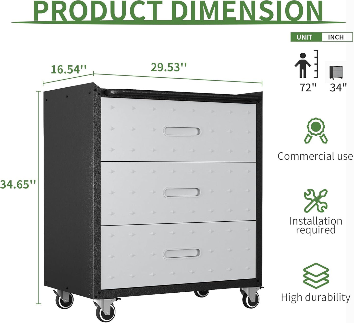 Metal Tool Cabinet,Garage Storage Cabinet System,Wall Cabinet & Locking Rolling Tool Cabinet with Doors and Adjustable Shelves,Steel Tool Cabinets for Home,Office (2 Pcs-StyleC, Black & Grey)