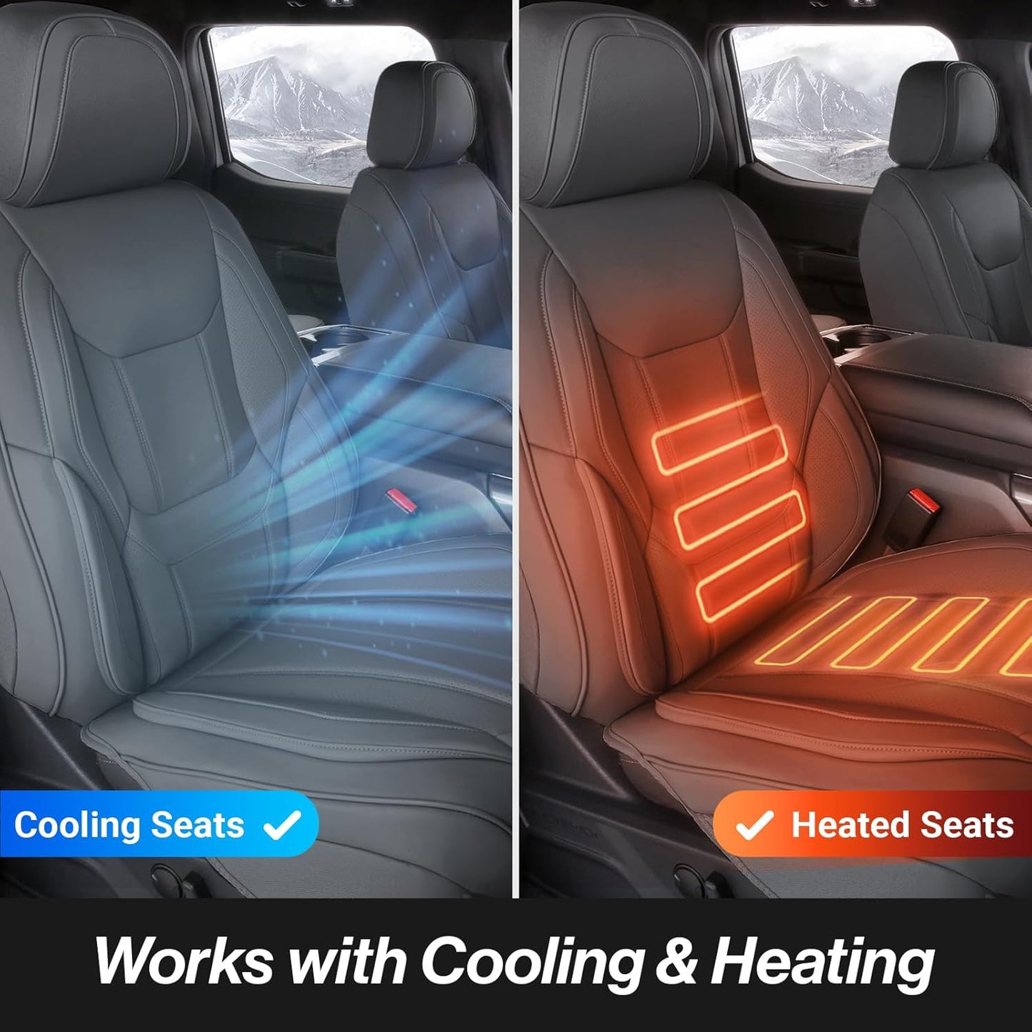 Coverland Custom Car Seat Covers Compatible with 2007-2013 Silverado 1500 Crew Cab, Extended Cab - Premium Leather Non-Slip Waterproof Interior Protector Full Set-Dark Gray [See Size Chart-Size X133]