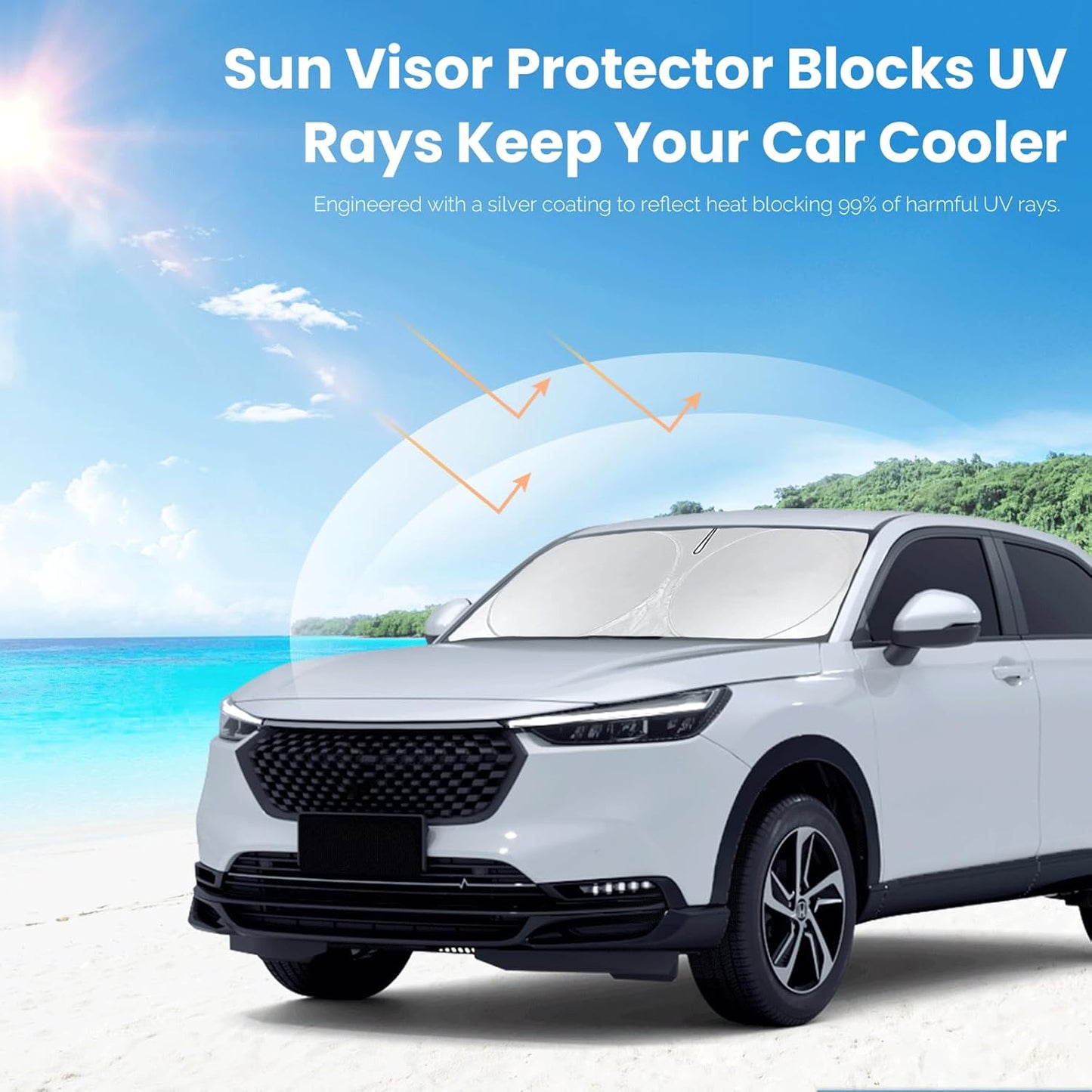 Custom Fit HR-V Windshield Sunshade for 2021 2022 2023 2024 2025 2026 HR-V (LX Sport EX EX-L) Accessories Front Window Cover for Windshield Sun Visor Protector 210T Reflective Blocks UV Keep Cool