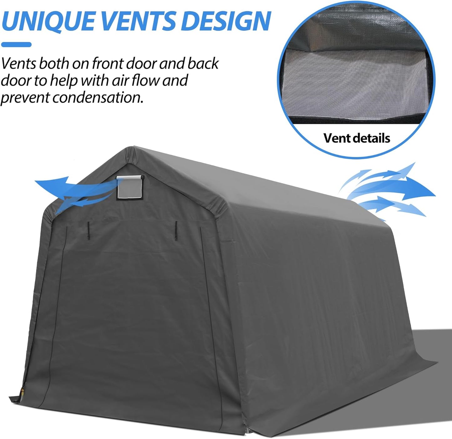 7' x 12' Outdoor Storage Shelter Shed, Portable Storage Shed Heavy Duty Portable Garage with Roll-up Zipper Door for Generator, Vehicles,Motorcycle