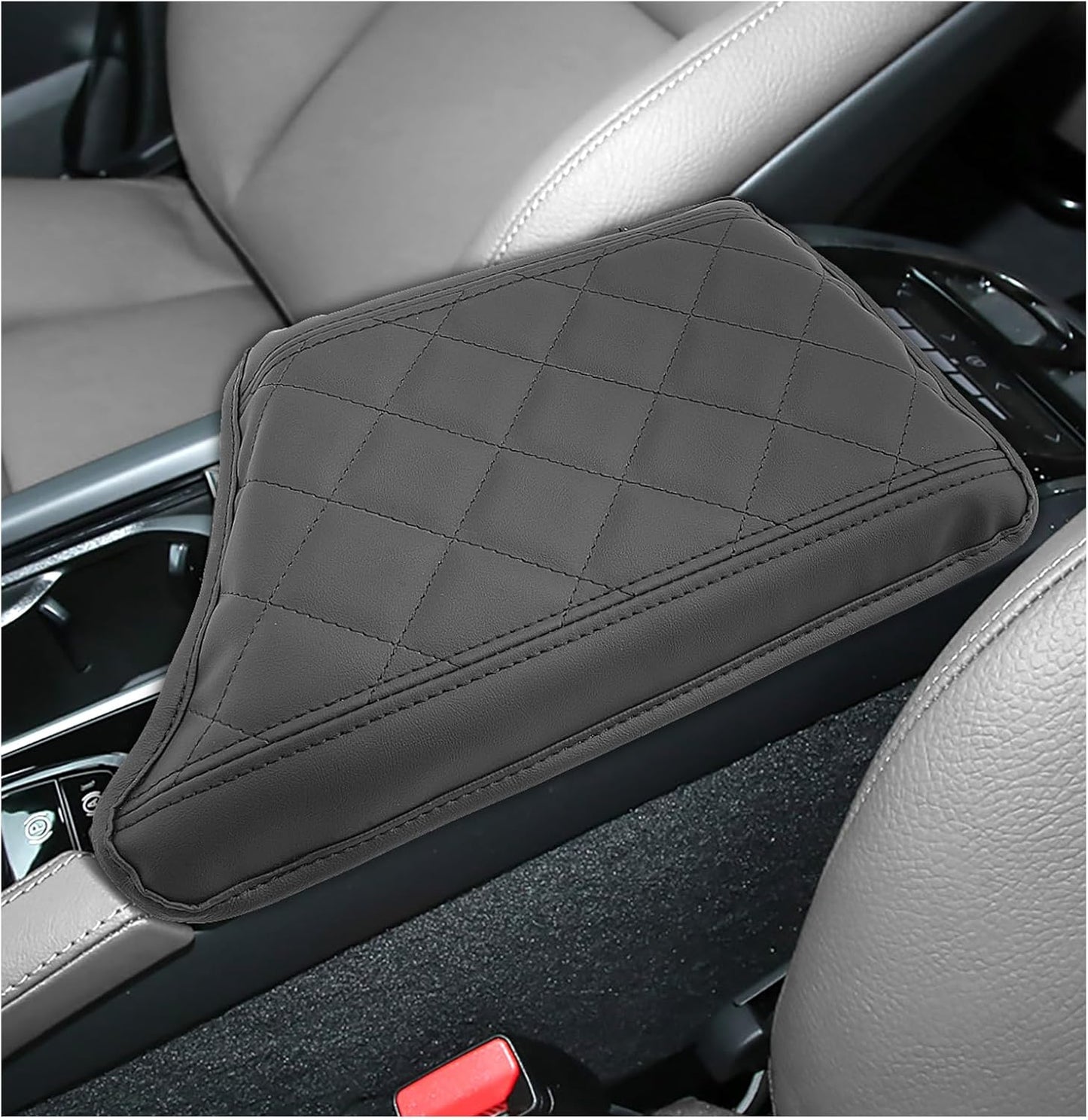 SXCY for 2024 XC90 Armrest Cover for Volvo XC90 2018-2024 Accessories 2024 XC90 Center Console Cover 2024 XC90 Middle Console Cover (Black Checkered Pad)