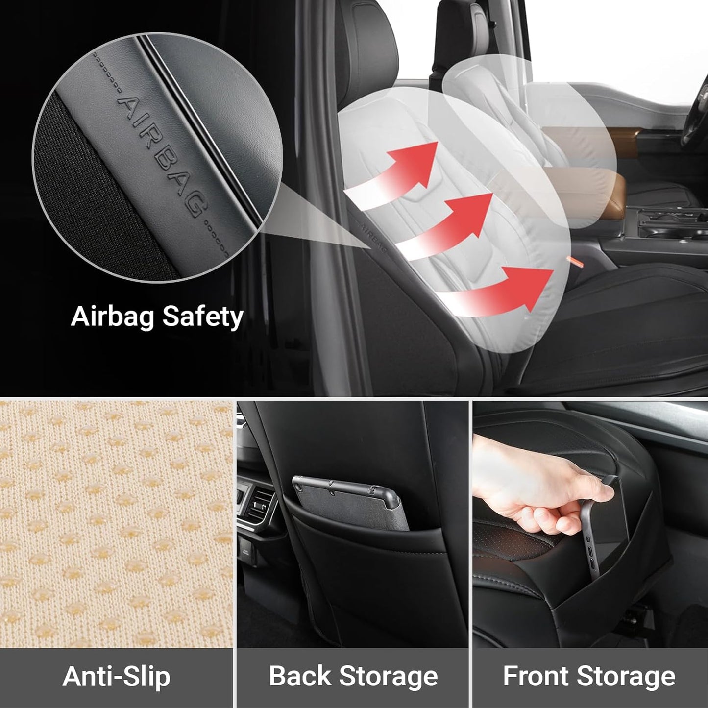 Coverland Custom Car Seat Covers Compatible with 2000-2006 Tundra Regular Cab, Access Cab, Double Cab - Premium Leather Waterproof Interior Protector Front Seat-Black [See Size Chart-Size A61]