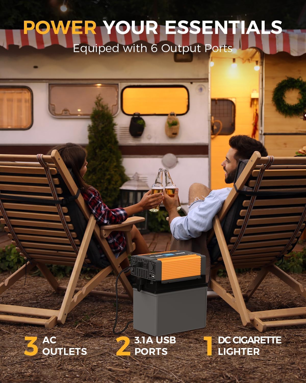 Ampeak 2000W Power Inverter 6.2A Dual USB Ports 3AC Outlets Stable Voltage Output Inverter DC 12V to AC 120V 17 Protections for Truck, Hurricane, Rv