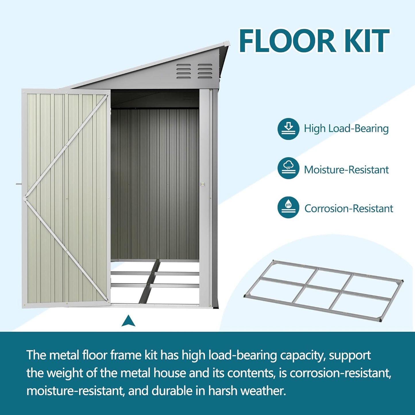 4 x 10 FT Metal Outdoor Storage Shed with Foundation and 2 Windows, Lean to Storage Sheds w/Lockable Door & Air Vents, All Weather Waterproof Garden Tool House for Backyard, Patio, Lawn, Gray