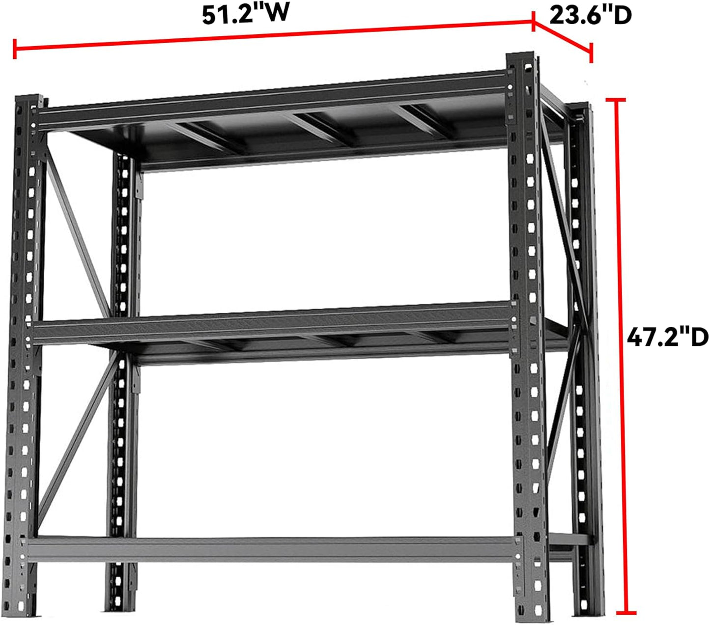 Heavy Duty Metal Storage Shelves - 5-Tier Adjustable Utility Shelf for Garage and Workshop, 51.2" W x 47.2" H x 23.6" D, Black - Ideal Organizer for Basement & Industrial Use