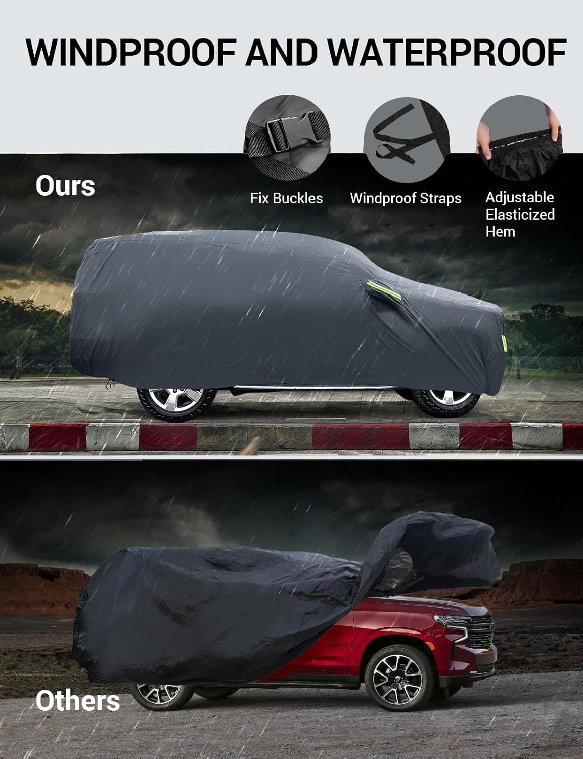 Proadsy 2025 Upgrade Car Cover Custom Fit for Subaru Ascent 2019-2025, Waterproof All Weather for Automobiles, Full Exterior Cover Rain Snow Sun Protector Indoor Outdoor Car Cover