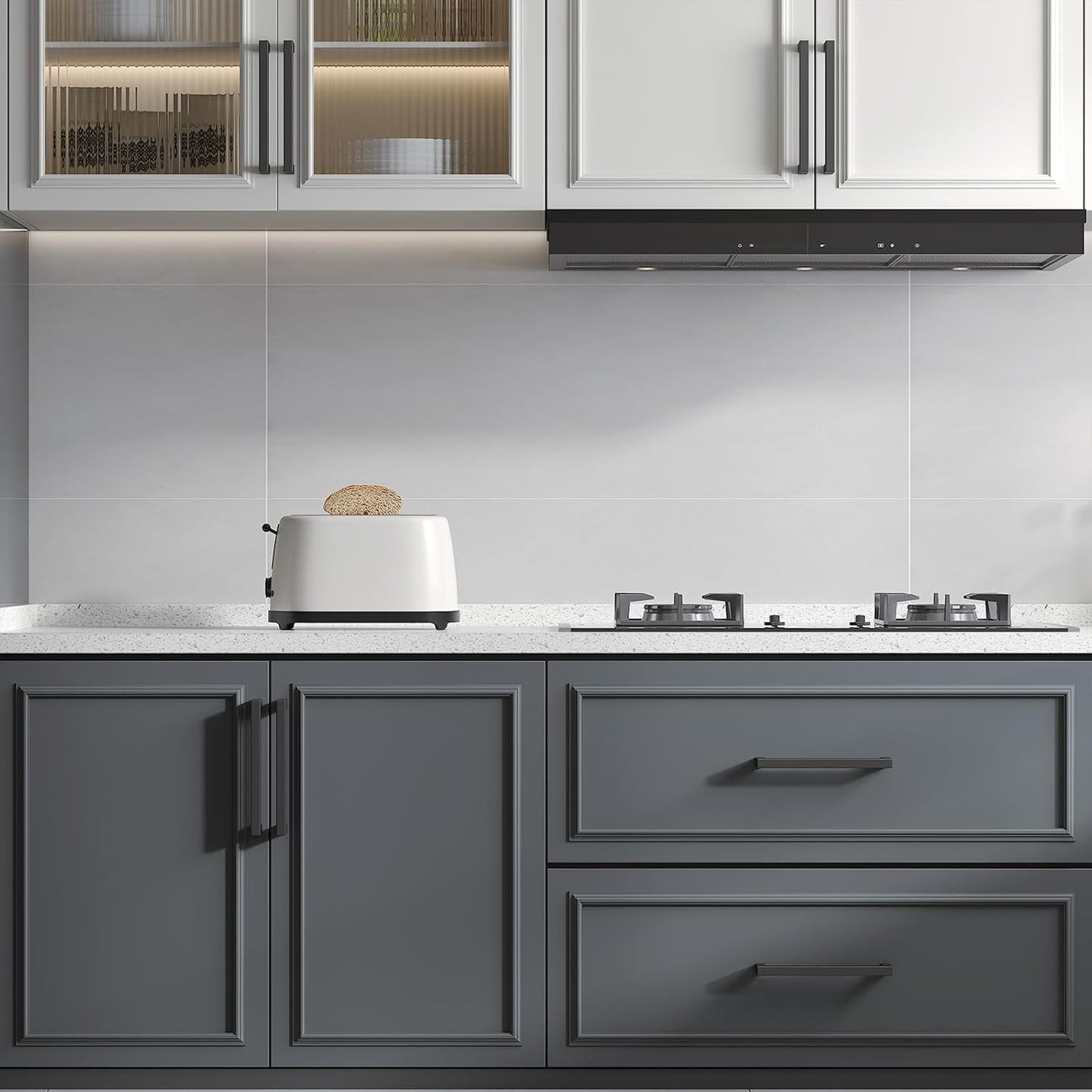 goldenwarm 1Pack 8INCH Matte Black Cabinet Pulls Kitchen Hardware, 204mm Square Bar Pulls for Cabinets Hardware, Black Drawer Pulls 8-1/2in Overall Length