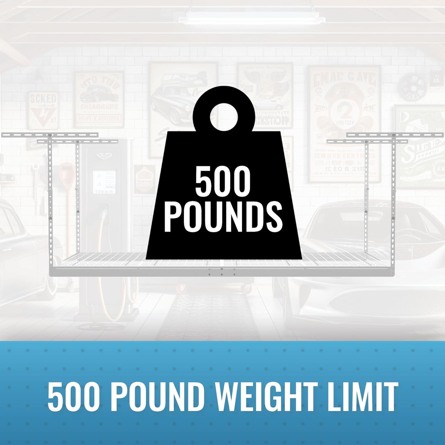 2-Pack 4 x 8 MonsterRax Overhead Garage Storage Rack, Ceiling Racks for Garage, Organization Shelving, Adjustable Hanging Shelf, White, 24"-45" Height Adjustment,