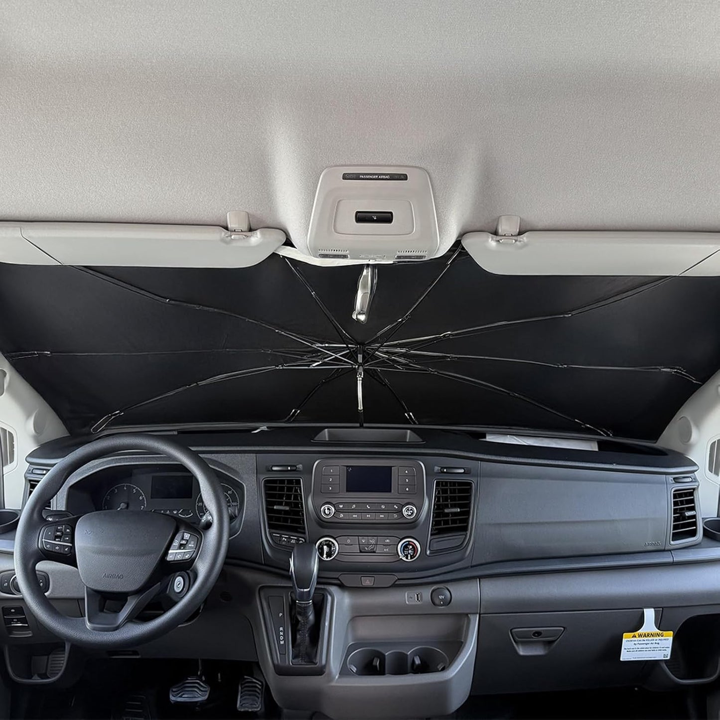 Umbrella Sunshade for Ford Transit 150 250 350 Accessories 2015-2023 2024 2025, Foldable Windshield Cover Sun Shade Umbrella Visor with UV Block Windshield (for Ford Transit 2015-2025)