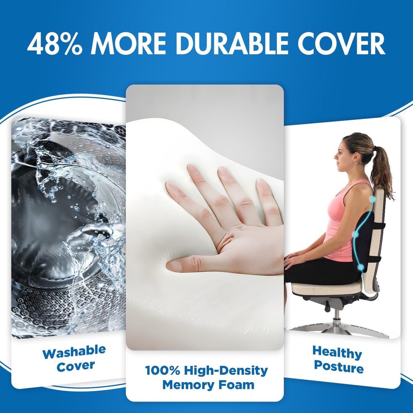 Lumbar Support Pillow for Office Chair Car, Gaming Chair Lower Back Pain Relief Memory Foam Cushion with 3D Mesh Cover Ergonomic Orthopedic Back Rest Lower Back Support