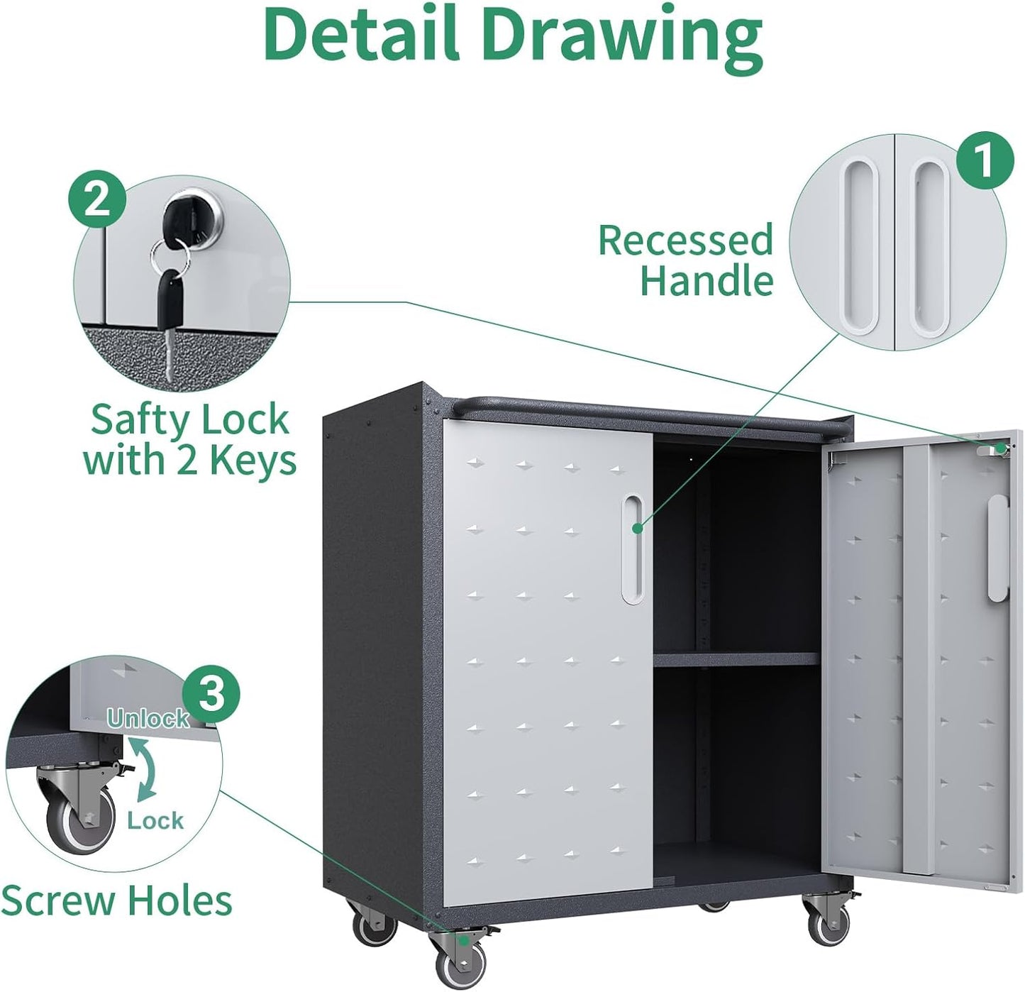 Metal Tool Cabinet,Garage Storage Cabinet System,Wall Cabinet & Locking Rolling Tool Cabinet with Doors and Adjustable Shelves,Steel Tool Cabinets for Home,Office (10 Pcs-StyleA, Black & Grey)