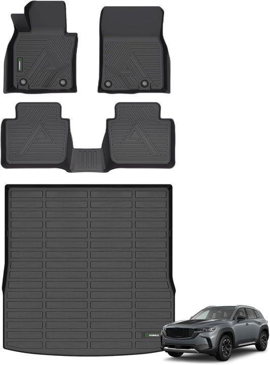 ANBINGO® Floor Mats & Cargo Liner for 2025 2024 2023 Mazda CX-50 AWD (Non Hybrid) | All Weather TPE CX50 Floor Liners | 1st & 2nd Row Custom Mats Full Set | CX50 Accessories - Black