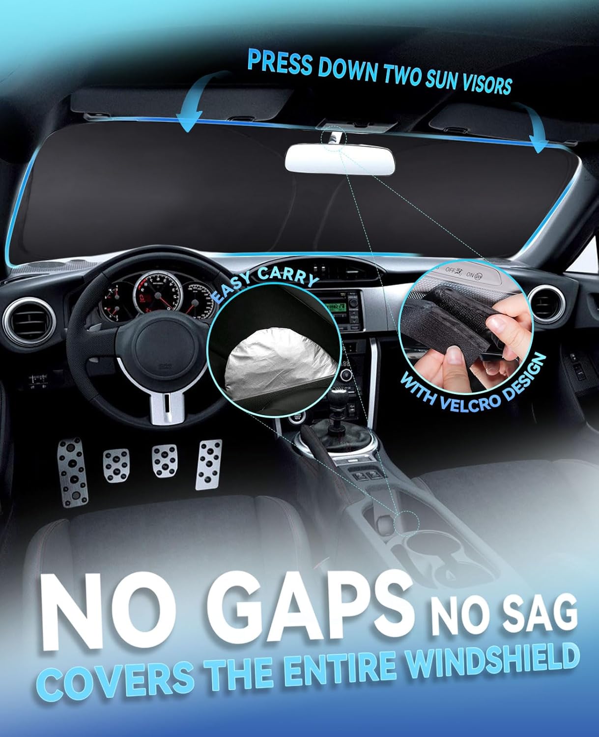 Sun Shade Windshield Sunshades Cover for Honda Civic 2016-2021 Sun Visor Protector 240T Coating Window Shields Fits Civic Sedan, Coupe, Hatchback, LX, EX, EX-L, Sport,Touring Accessories Sun Blocker