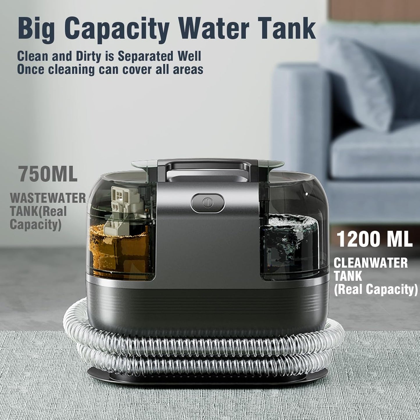 18Kpa Carpet Cleaner Machine, 500W Portable Carpet Spot and Upholstery Cleaner Machine with Handle for Pet Stains, Sofa, Car Seat, Furniture