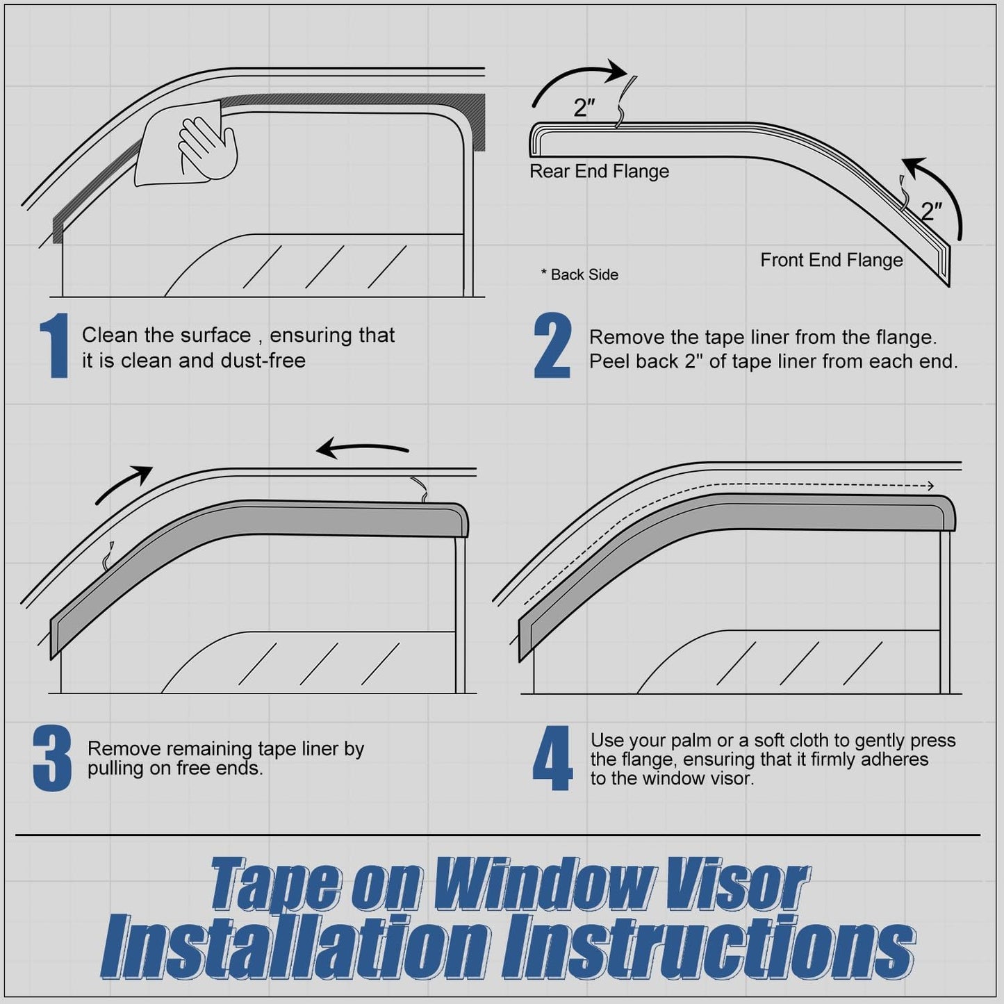 Auto Dynasty 4Pcs Carbon Fiber Pattern Window Visors Compatible with 2005-2010 Dodge Dakota Crew Cab, Tape-On Front & Rear Window Deflectors Rain Guards Sun Wind Air Side Vent Shade, Glossy Black