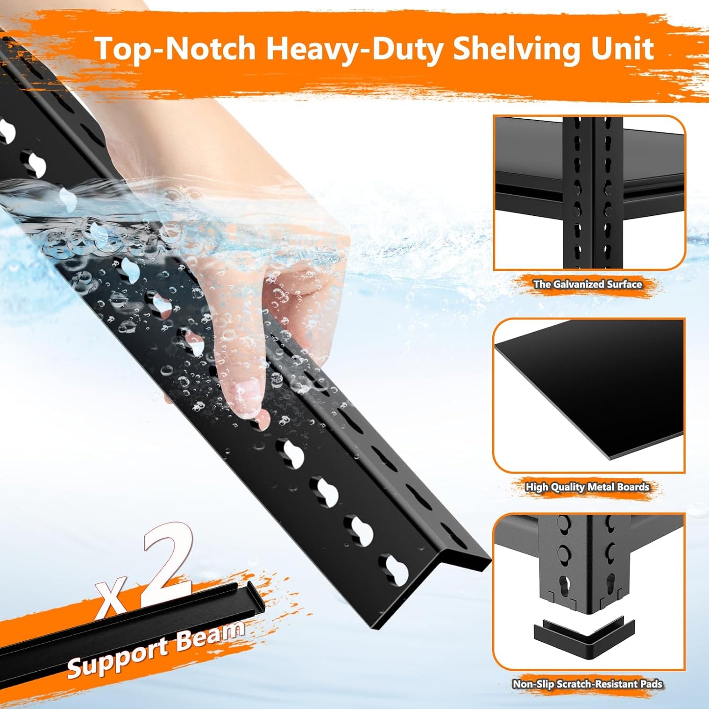 Storage Shelves Heavy Duty 4 PCS, 60" L x 24" W x 78" H Garage Storage Shelves Unit Loads 3700LBS, 5-Tier Adjustable Metal Industrial Utility Shelf Rack for Kitchen, Laundry Room, Warehouse, Basement