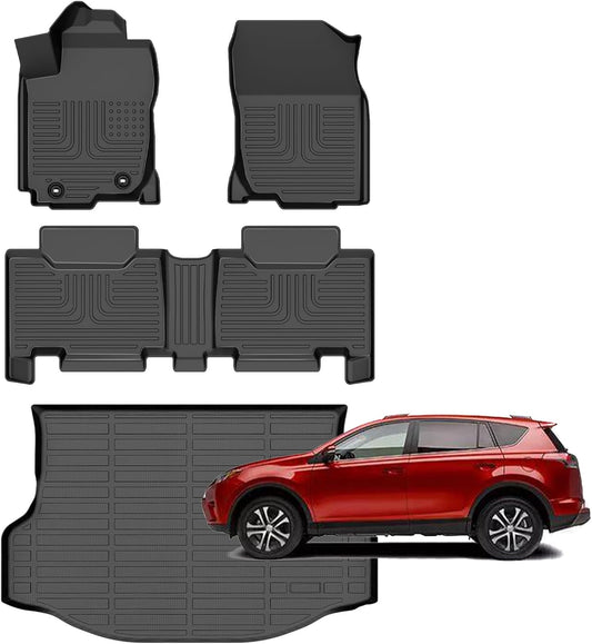 for Toyota RAV4 Floor Mats 2018 2017 2016 2015 2014 2013(Not for Hybrid or Prime),Car Mats for Toyota RAV4 All Weather Floor Mats Cargo Liner Accessories Rubber Car Mat 2013-2018
