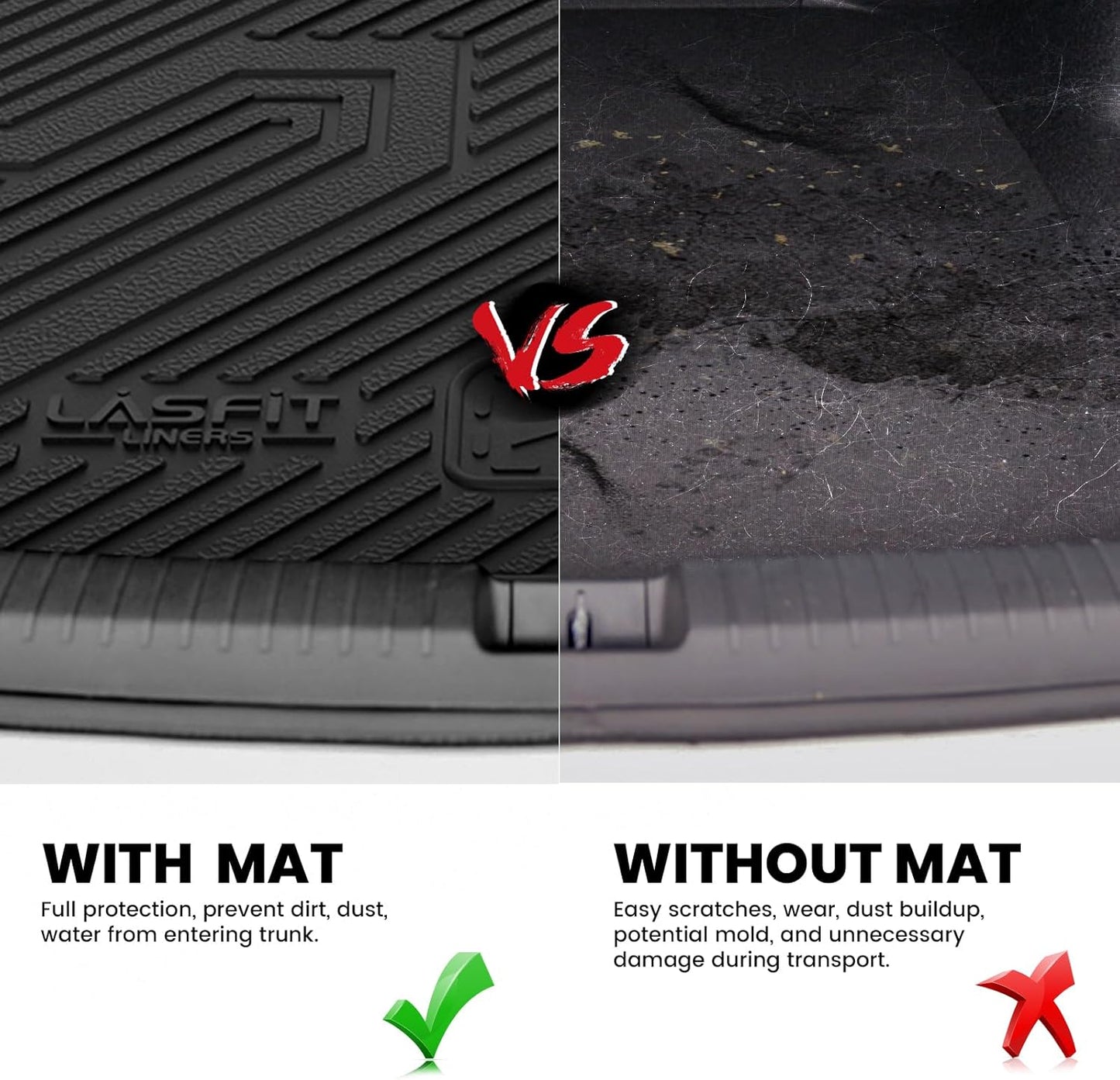 LASFIT Cargo Mat for Audi Q5/SQ5 2018-2025, Custom Fit All-Weather TPE Rubber Trunk Mat for Audi Accessories, Waterproof, Easy to Clean, Black