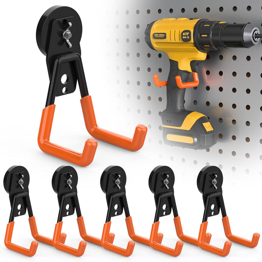 6 Pack Large Magnetic Hooks Heavy Duty Extra Strong Magnetic Garage Hooks Big NdFeB Industrial Magnet Hooks Magnetic Utility Storage Holder Organization with Anti-Slip Coating for Hanging Garden Tool