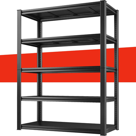 Raybee 5-Tier Industrial Heavy Duty Storage Shelving, 32" W x 16.5" D x 63" H, Black Metal Garage Shelving, 2000LBS Capacity