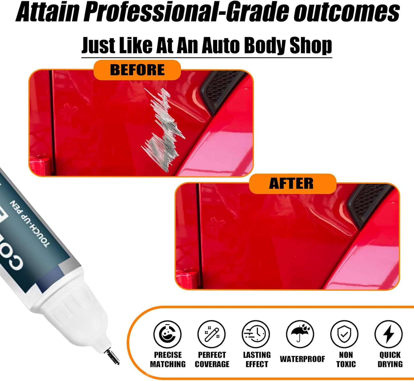 PR4/TR4 Flame Red Touch Up Paint for Jeep, Car Paint Pen Scratch Repair Two-In-One Touch Up Paint, Premium Car Scratch Remover for Deep Scratches