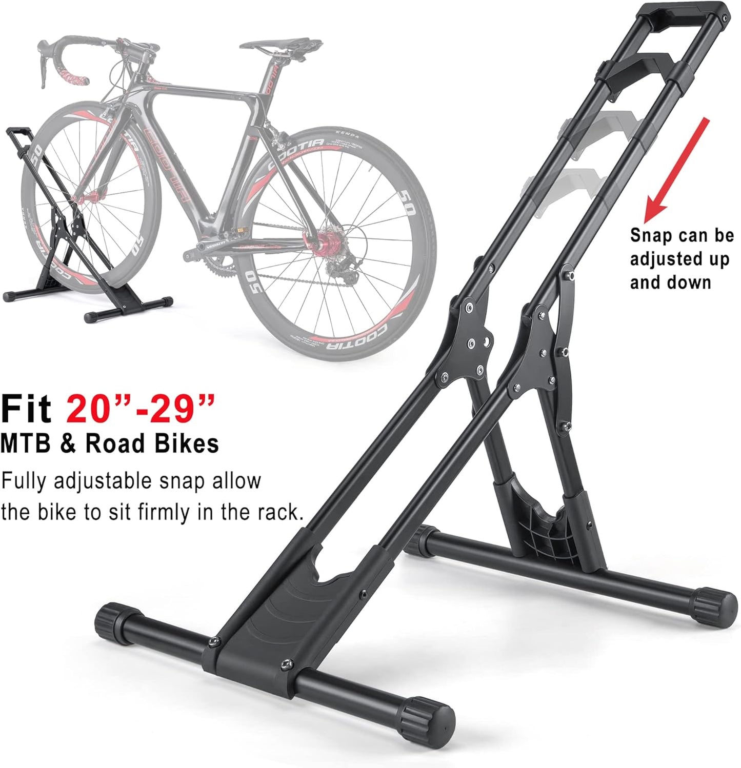 Bike Floor Stand Rack- Indoor Bike Stand for Garage/Home - Bike Storage Bicycle Parking Rack Fit 20”-29” Mountain Road Bikes (1 Bike Rack)
