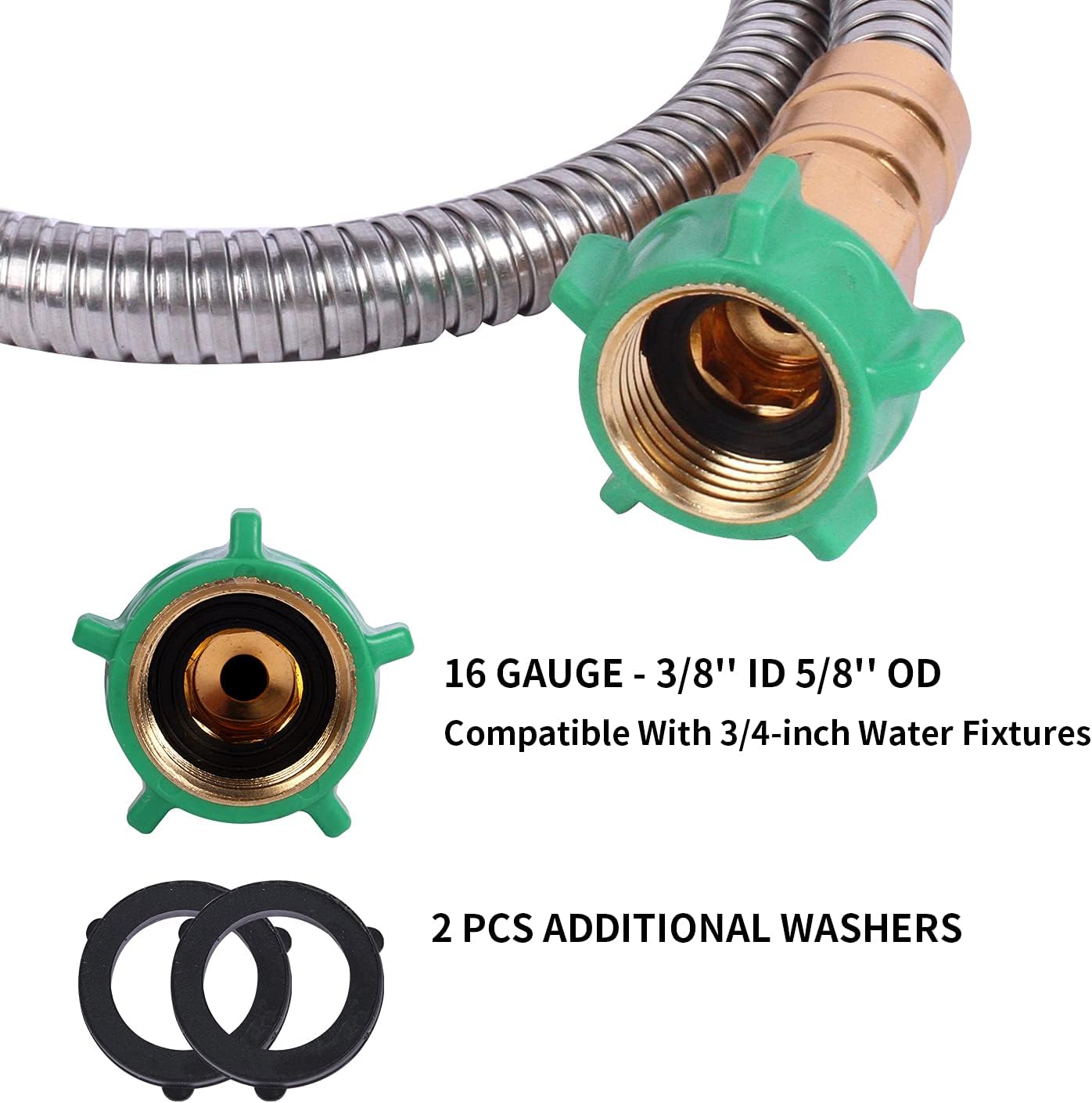 Metal Short Garden Hose 10 Ft 12 Ft, Flexible Stainless Steel Garden Hose 10 Feet 15 Feet Heavy Duty Water Hose Flexible Metal Water Hose (10 Feet)
