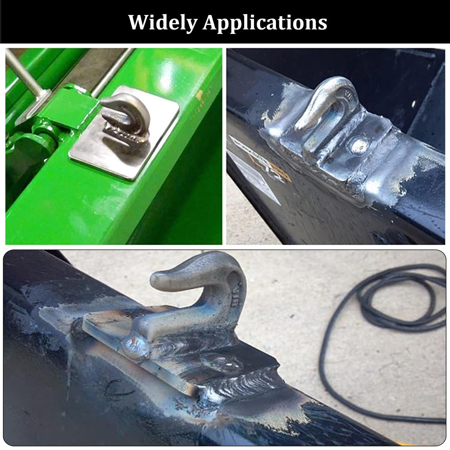 3/8 inch Weld On Grab Hooks, 4PCS Heavy Duty Clevis Grab Hook, G70 Tractor Bucket Hooks Great for Car, Truck, Tractors, Loader Bucket Forklift Trailer