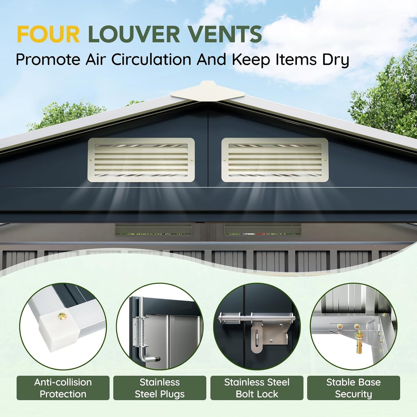 Breezz 5x3FT Vertical Outdoor Steel Storage Shed,Lockable Doors, Compact Metal Tool Shed for Garden, Backyard, Patio, Utility, and Bike Storage,Nightblue