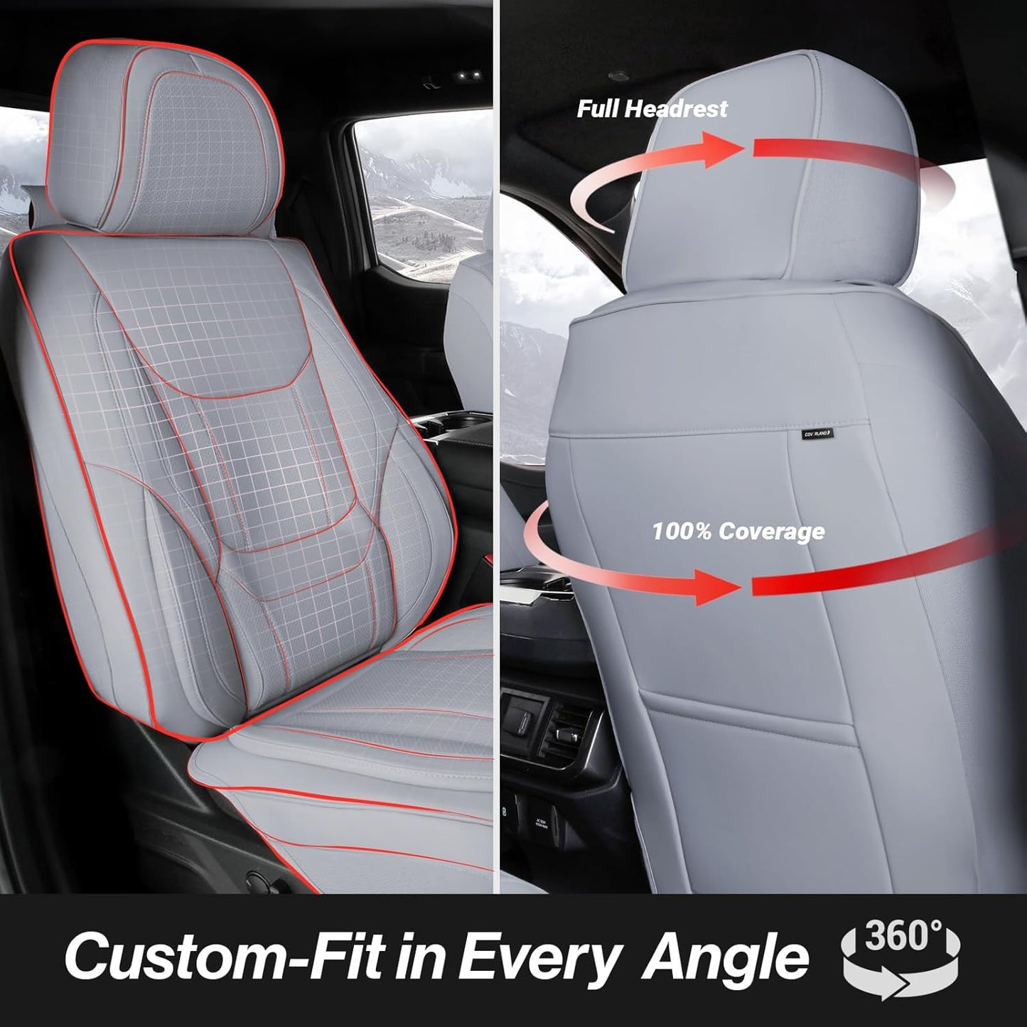Coverland Custom Car Seat Covers Compatible with Frontier Crew Cab, King Cab - Premium Leather Non-Slip Memory Foam Waterproof Custom Interior Protector Full Set-Gray [See Size Chart-Size X137]