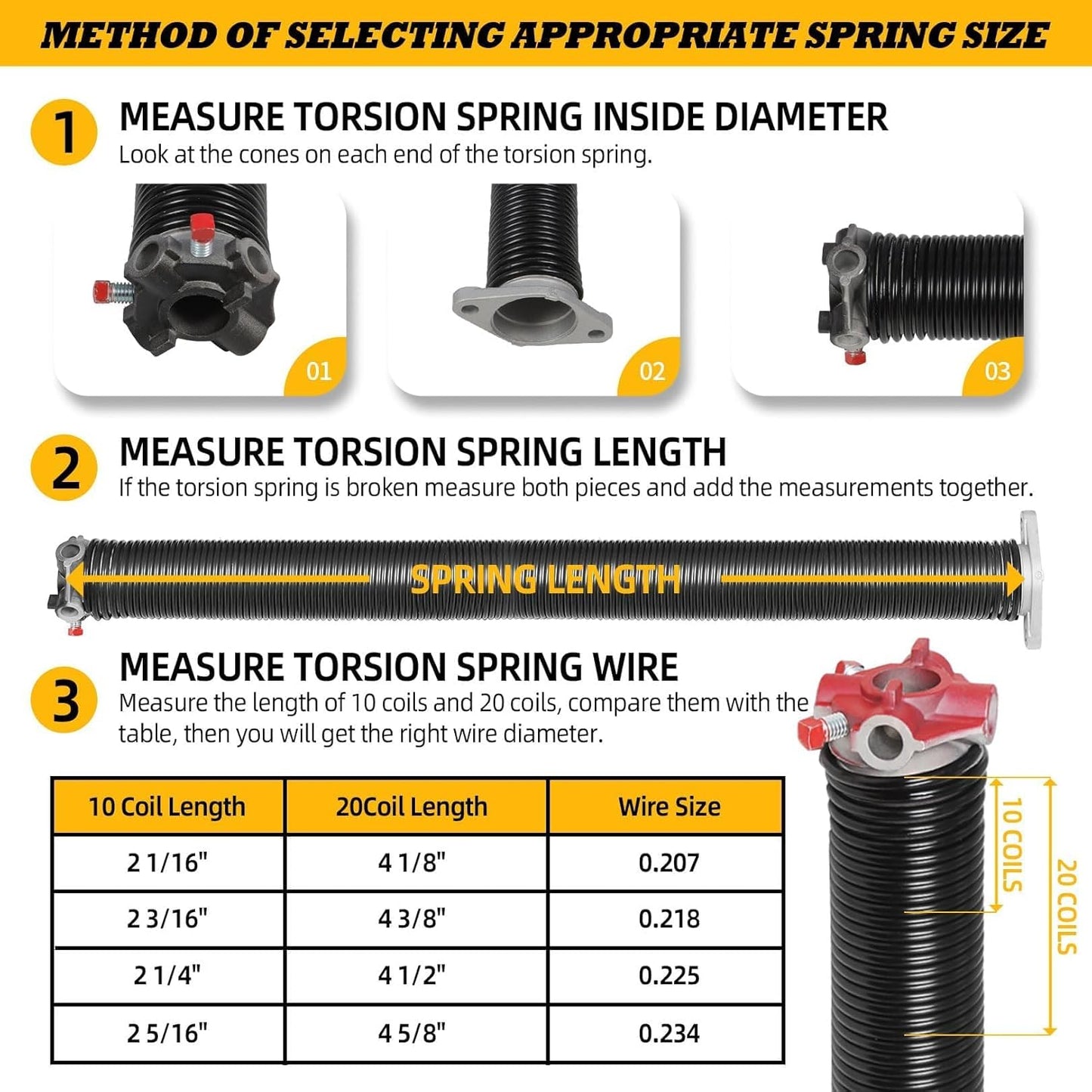 Pair of 2"Garage Door Torsion Springs Set with Non-Slip Winding Bars, Electrophoretic Coated (0.218X2"X34")
