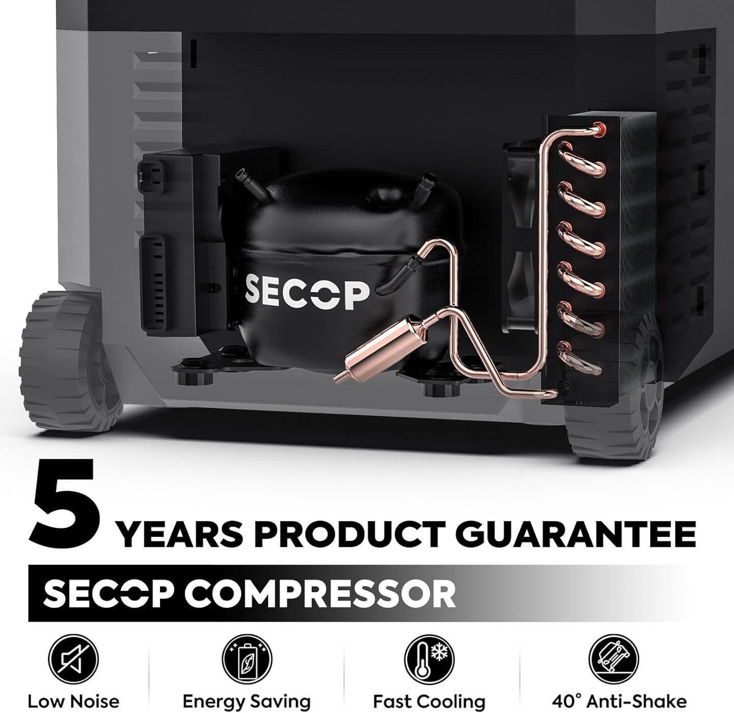 ICECO JP40 Pro 12 Volt Car Refrigerator, Portable Fridge Freezer for Camping, Car Fridge Powered by SECOP, 12V refrigerator for Car & Home, DC 12/24V, AC 110/240V, Multi-directional Lid