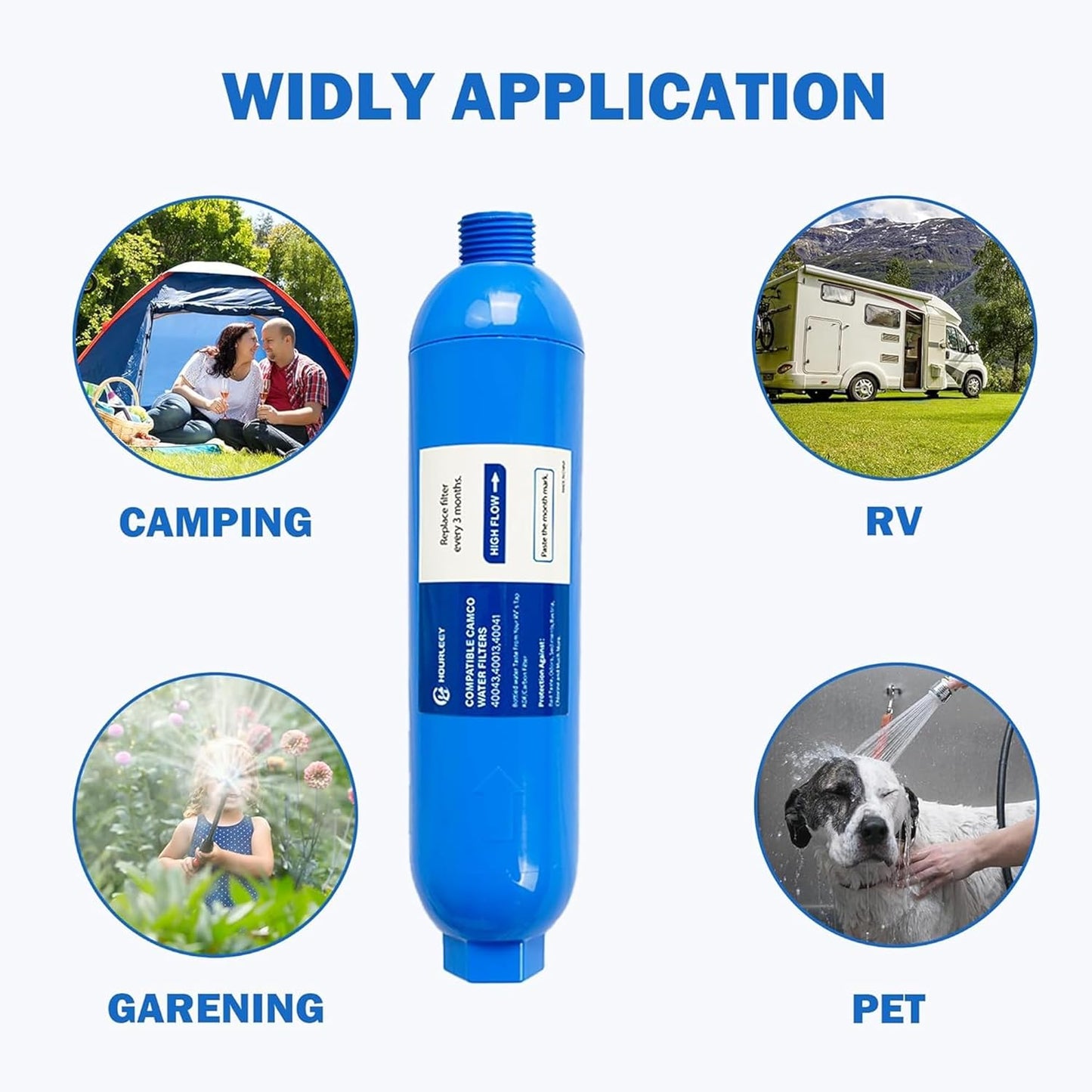 Hourleey 2 Pack RV Inline Water Filter, Reduce Bad Taste, Odors, Rust, Fluoride, Chlorine and Sediment in Drinking Water, Dedicated for RVs Campers