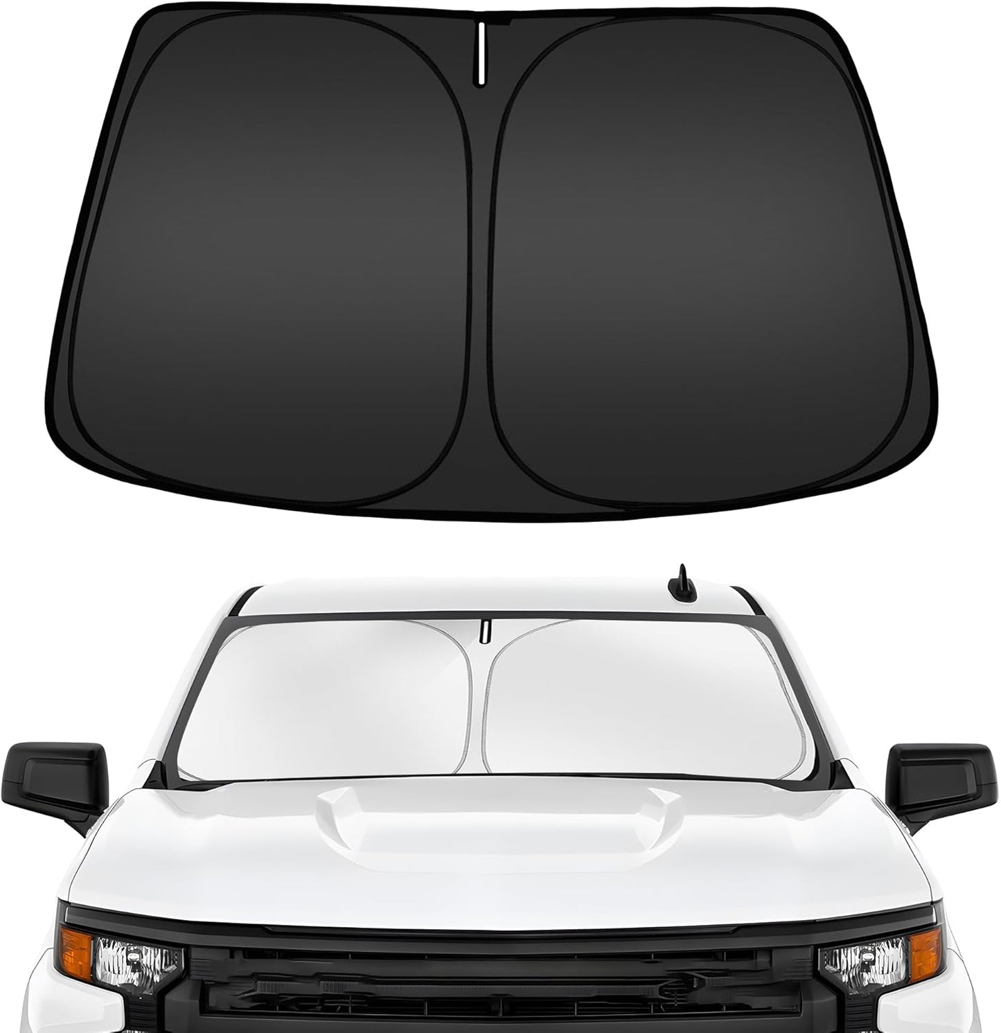 ARISMOTOR Windshield Sun Shade for Ch-evrolet Silverado 1500 2019-2025 2026, Custom Fit Foldable Front Window Sunshade Sun Visor Protector, Block UV Rays Keep Your Car Cooler