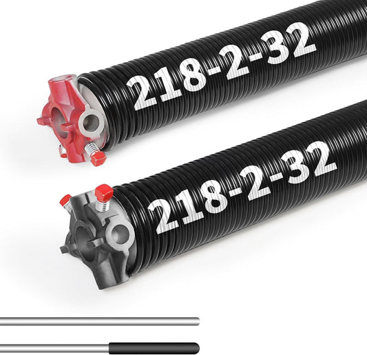 Pair of 2"Garage Door Torsion Springs Set with Non-Slip Winding Bars, Electrophoretic Coated (0.218X2"X32")