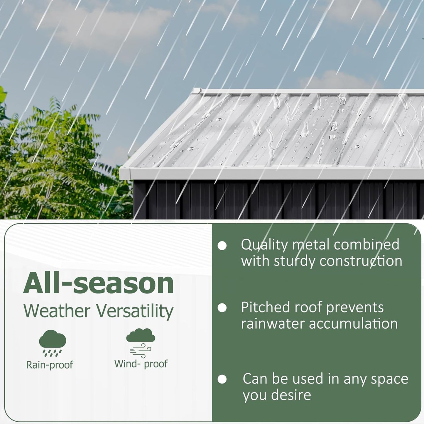 WKM 10x14 Outdoor Storage Shed, Garden Shed with Updated Frame Structure and Lockable Doors, Metal Tool Sheds for Backyard Garden Patio Lawn, White