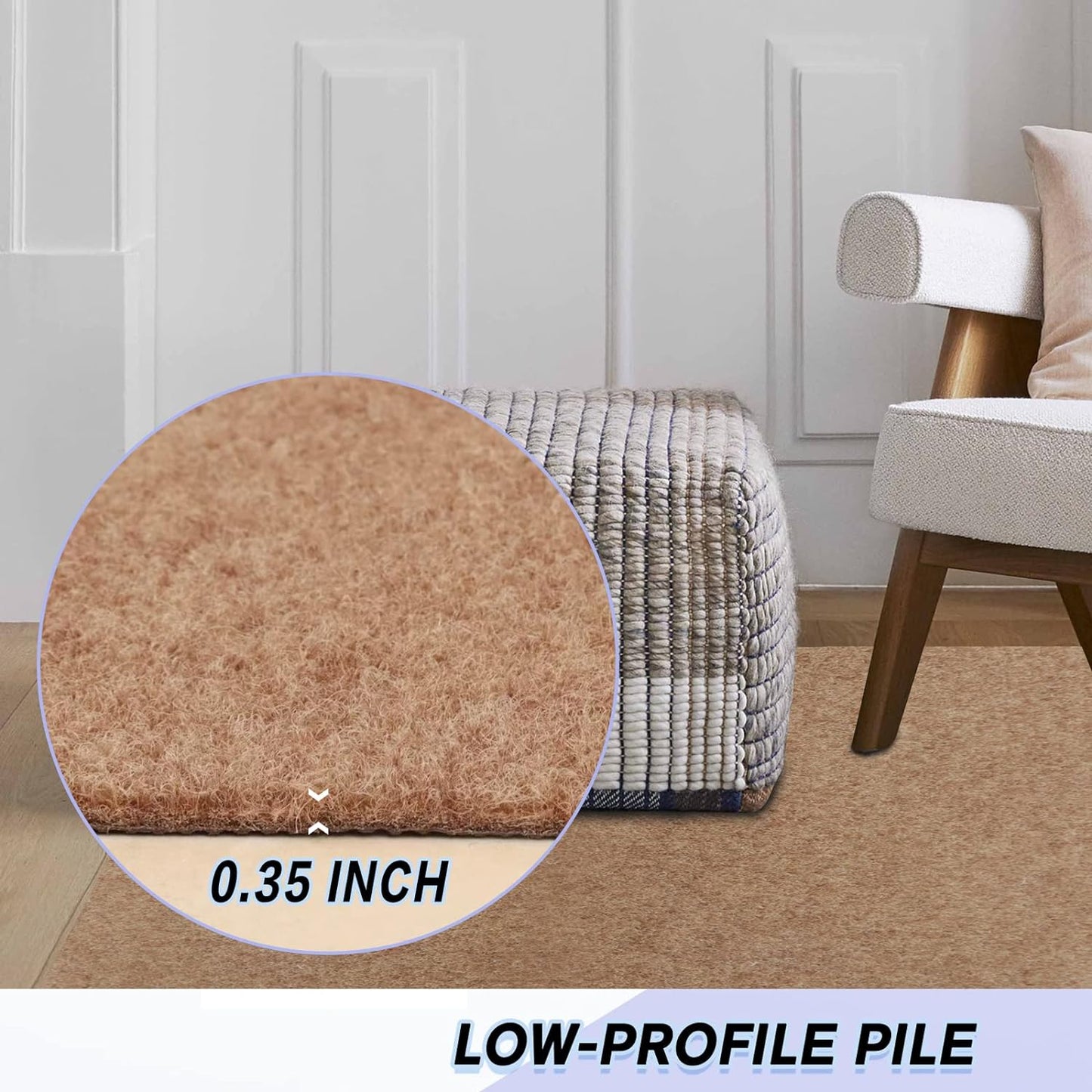 Custom Size Backed Non-Slip Area Rugs Runner, Easy Clean, Waterproof Runner Rugs for Hallway Entryway, Kitchen, Laundry, 2FT x 52FT, Beige