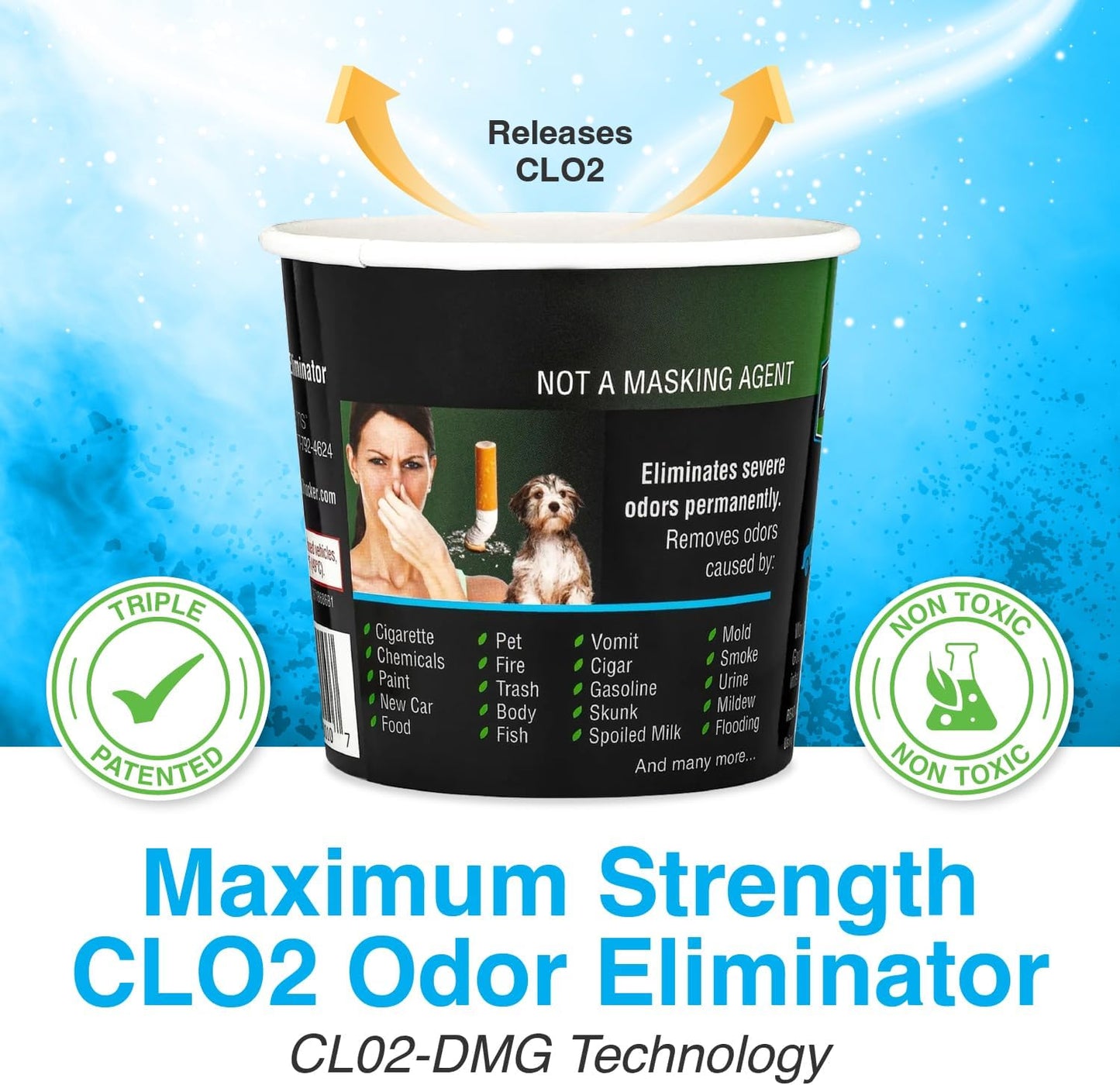 Auto Shocker Strong Quick Release Car Odor Eliminator, Eco-Friendly Smell Remover for Tough Odors in Vehicle Interiors, Up to 250 Cubic Feet (4-Pack)