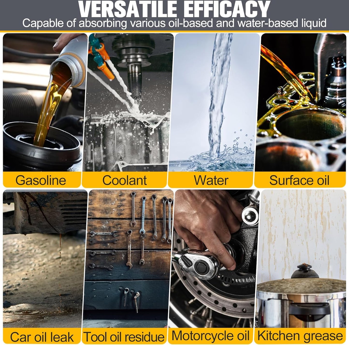 50PC Oil Absorbent Pads | 13"x10" Meltblown Polypropylene Mats, Hand-Tear Lines for Automotive & Workshop | Vacuum Eco-Packaging, Reusable Spill Control