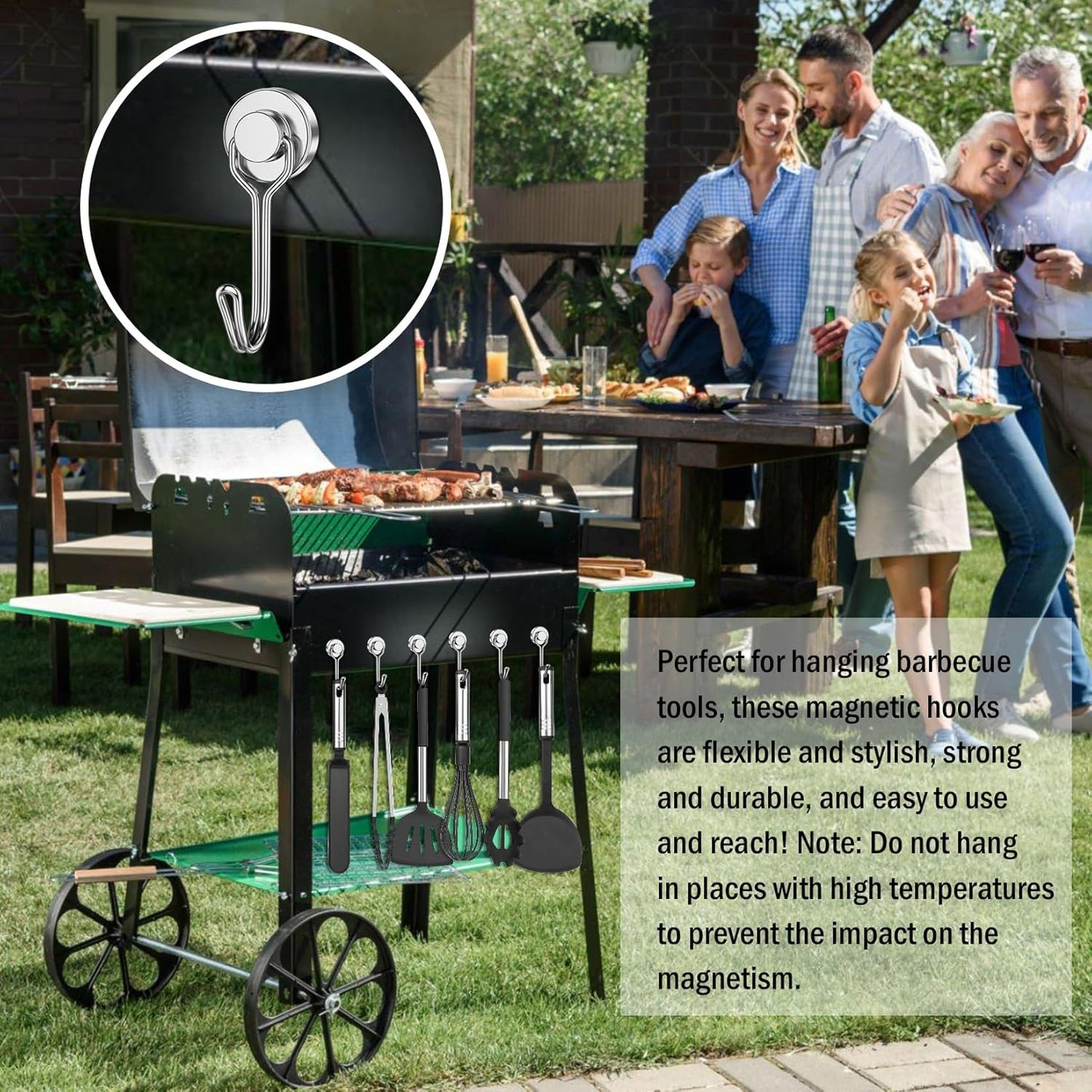 FINDMAG Magnetic Hooks, 30lbs+ Magnetic Hooks Cruise Ship Essentials 2025 Strong Magnet Hooks Heavy Duty, Swivel Swing Hooks for Fridge, Kitchen, Classroom, Garage, Grill (20 Pack, Silver)