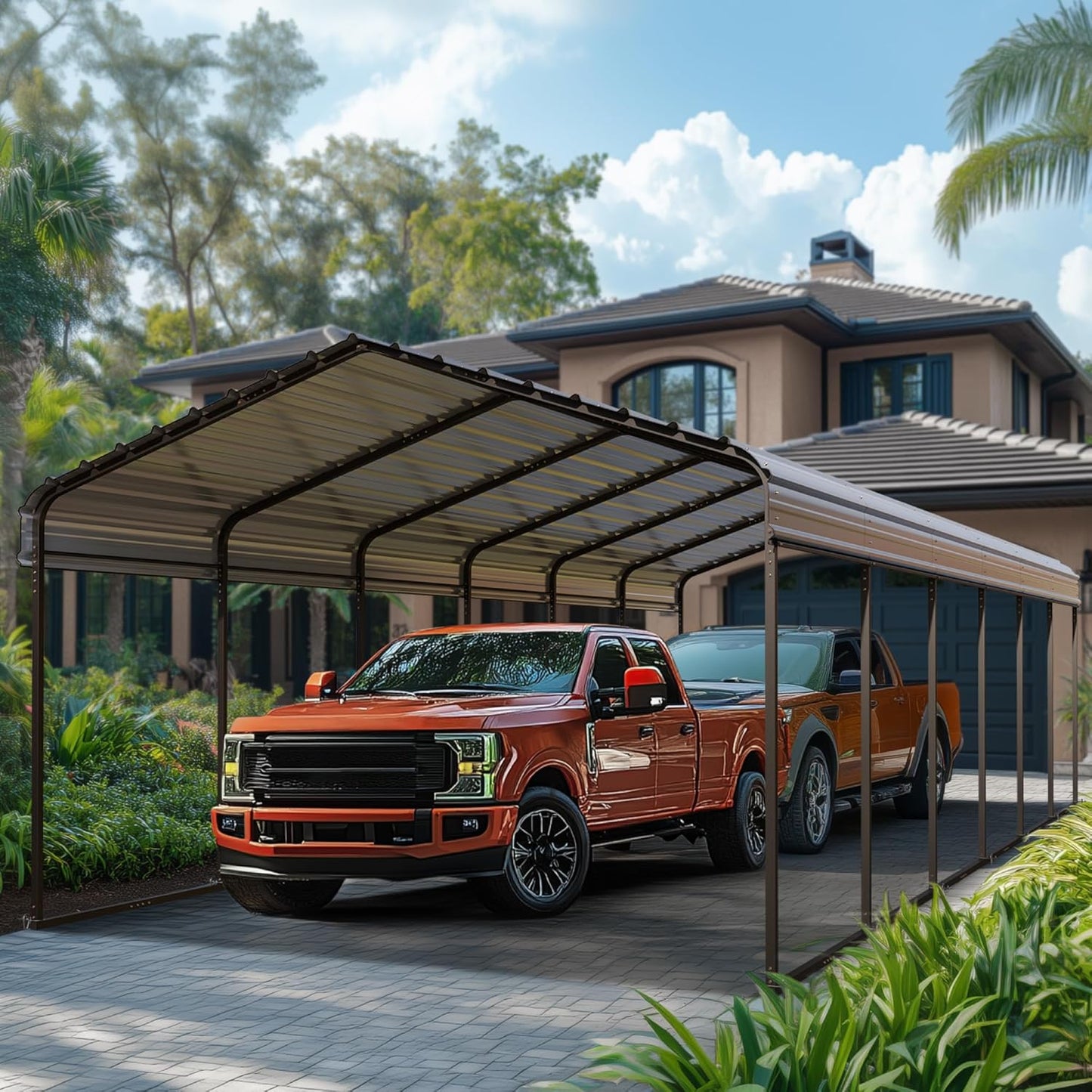PHI VILLA 12'x30'x8.5 'Metal Carport for 2 Cars, Heavy Duty Car Ports for Heavy Snow, Reinforced Frame, Tall Metal Car Ports for Bass Boats, Full-Sized Pickup Trucks, and Tractors