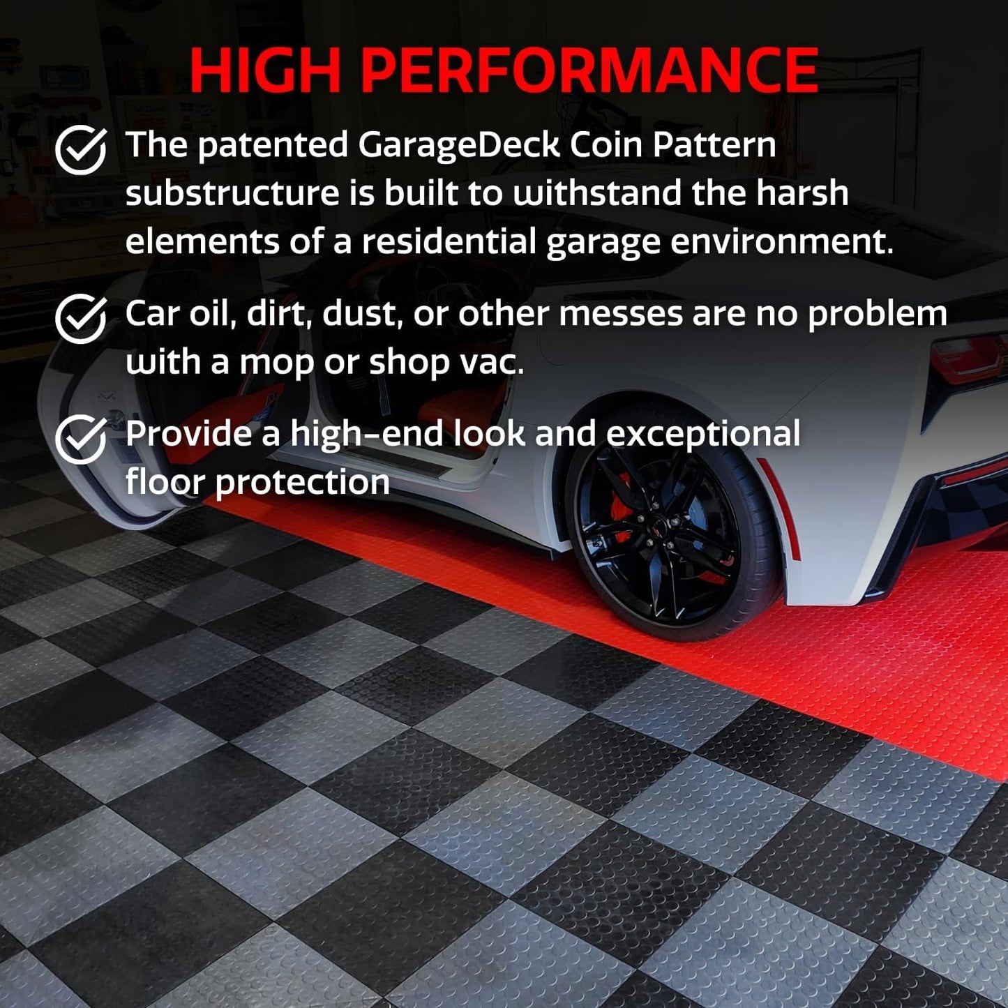 Big Floors GarageDeck Coin Pattern, Durable Copolymer Interlocking Modular Non-Slip Garage Flooring Tile (Alloy, 48 Pack of 12 x 12" Tiles)