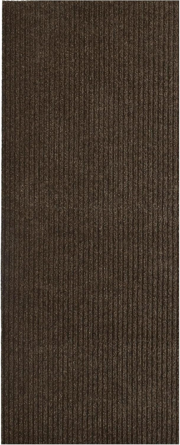iCustomRug Spartan Weather Warrior Indoor/Outdoor Utility Ribbed Carpet Runner with Non-Slip Thermoplastic Rubber Backing, 3ft X 52ft in Brown