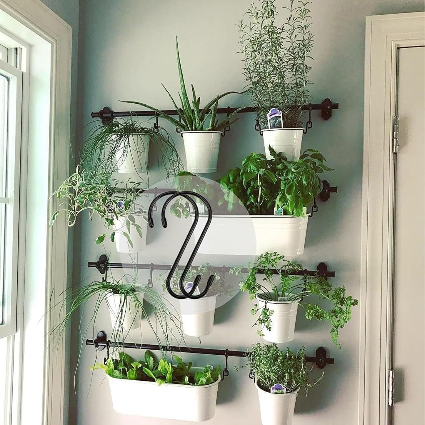 24 Pack 5 inch S Hook, Black Vinyl Coated S Hooks with Rubber Stopper Non Slip Heavy Duty S Hook, Steel Iron Rubber Coated Closet S Hooks for Hanging Jeans Plants Necklace Jewelry Pan Cups Pot Towels