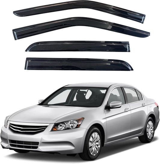 KPY Window Visor Compatible with Honda Accord Sedan 2008-2012, 4PC Rain Guard Side Window Vent Deflectors Tape-On Mugen Style, 2008 2009 2010 2011 2012