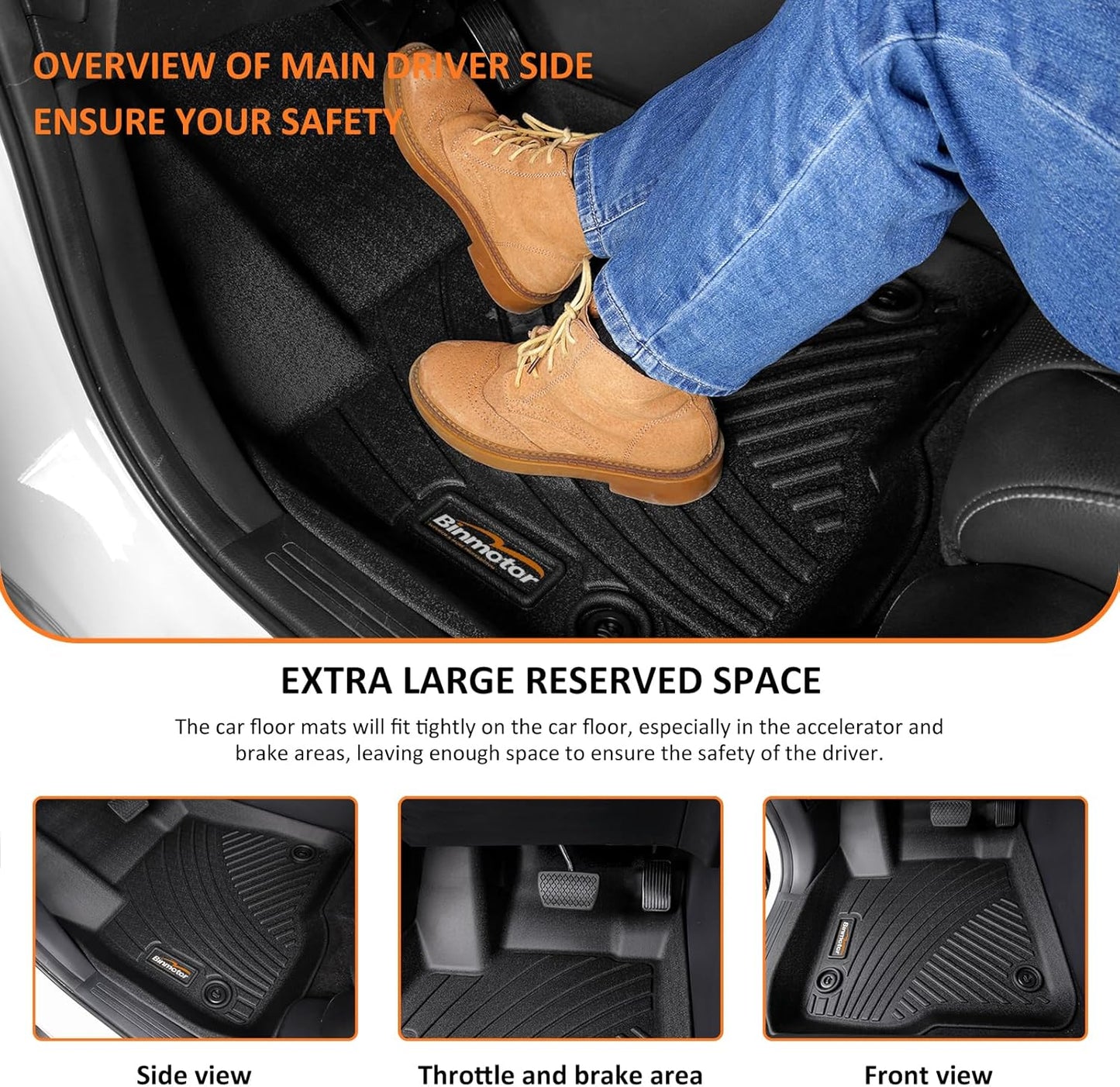 Binmotor-All Weather Car Floor Mats for Kia K5 2021-2025(Only FWD) 丨EX丨LX丨LXS丨GT丨GT-Line, 1st & 2nd Row, Thick Car Floor Liners Custom Fit for 2020-2025 Sonata